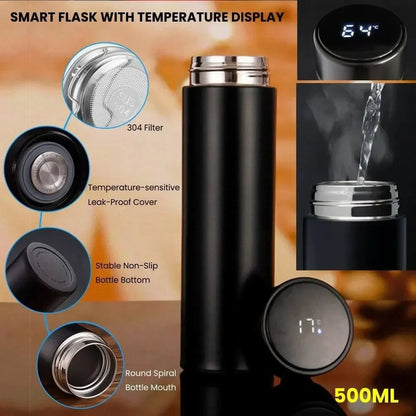 500ML Temperature Display Thermos Cup Stainless Steel Divided Thermos Bottle Outdoor Vacuum Insulated Cup